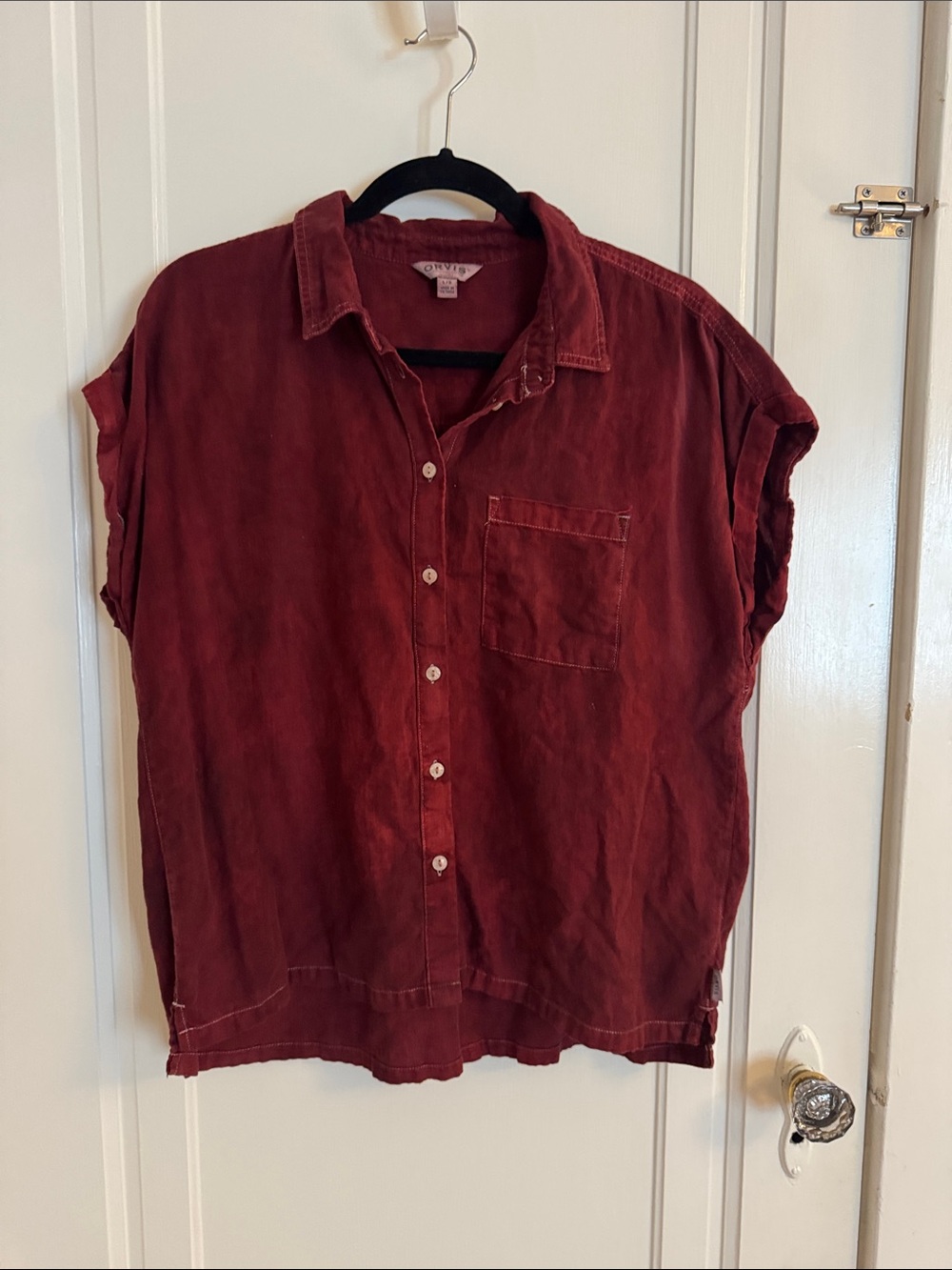 Orvis Washed Burgundy Button-Down Shirt Naturally Dyed in Madder L